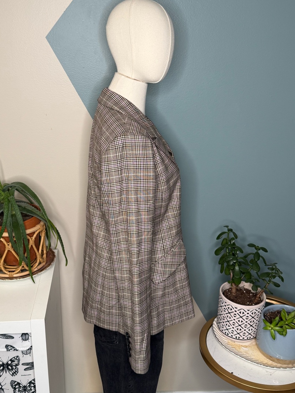 Halogen Prince of Wales Plaid Tailored Blazer Office Heritage Equestrian Size 6 - Picture 5 of 13